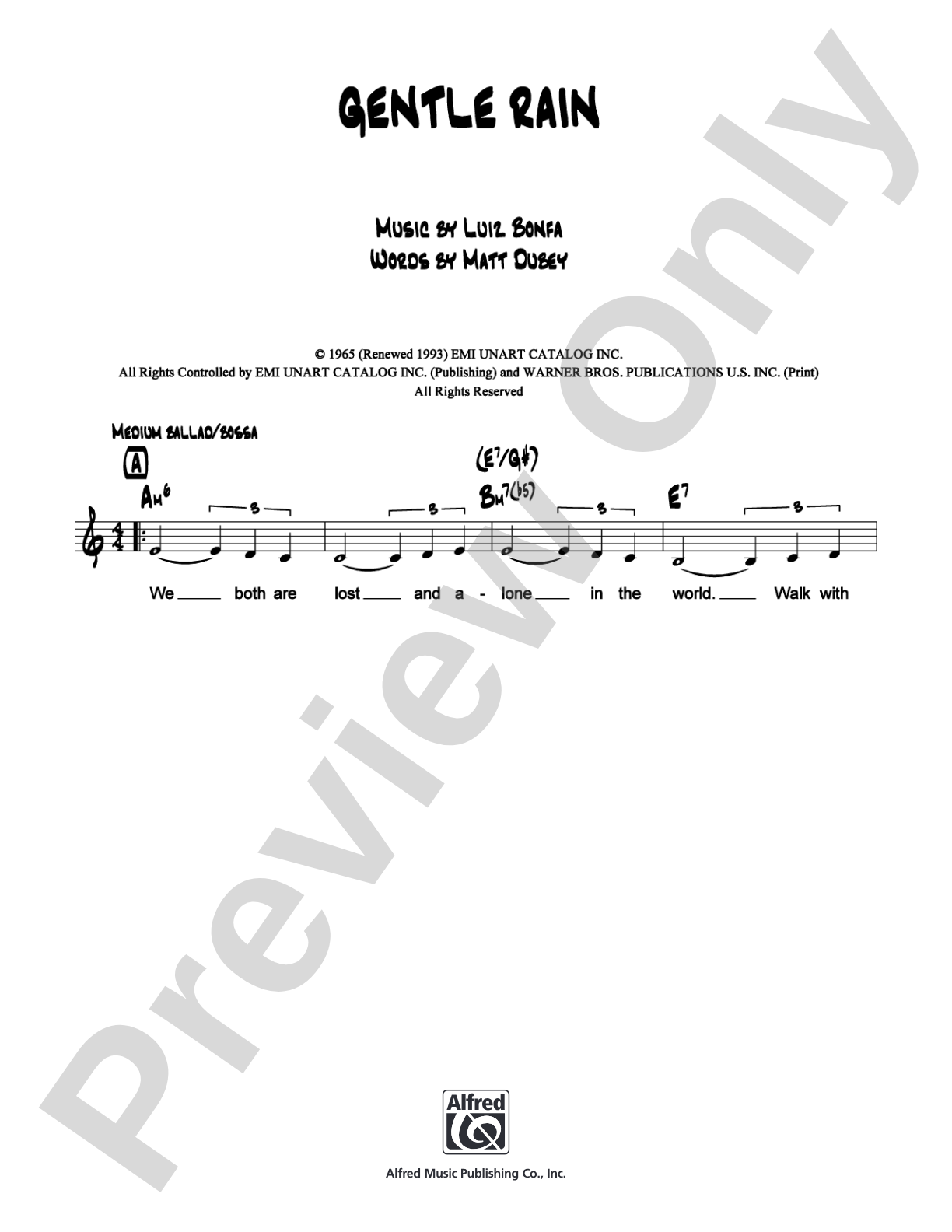 Gentle Rain: Lead Sheet Digital Sheet Music