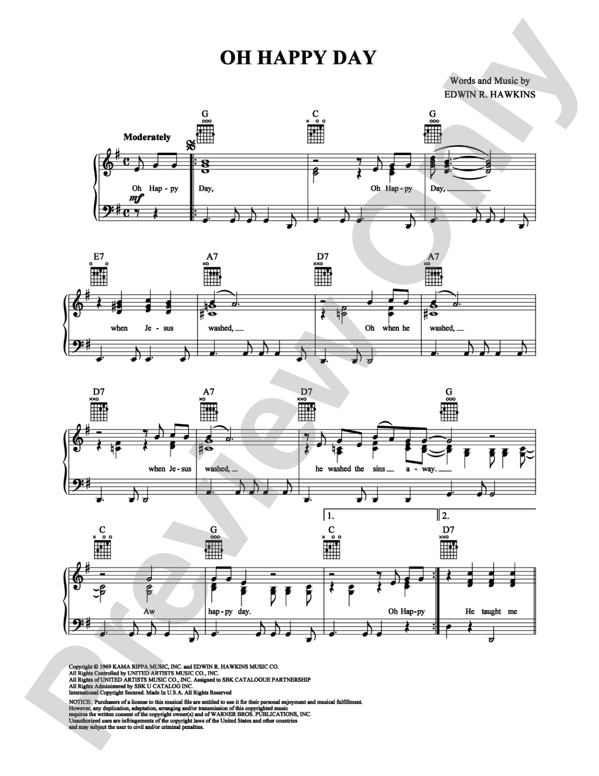 Oh Happy Day: Piano/Vocal/Chords Digital Sheet Music