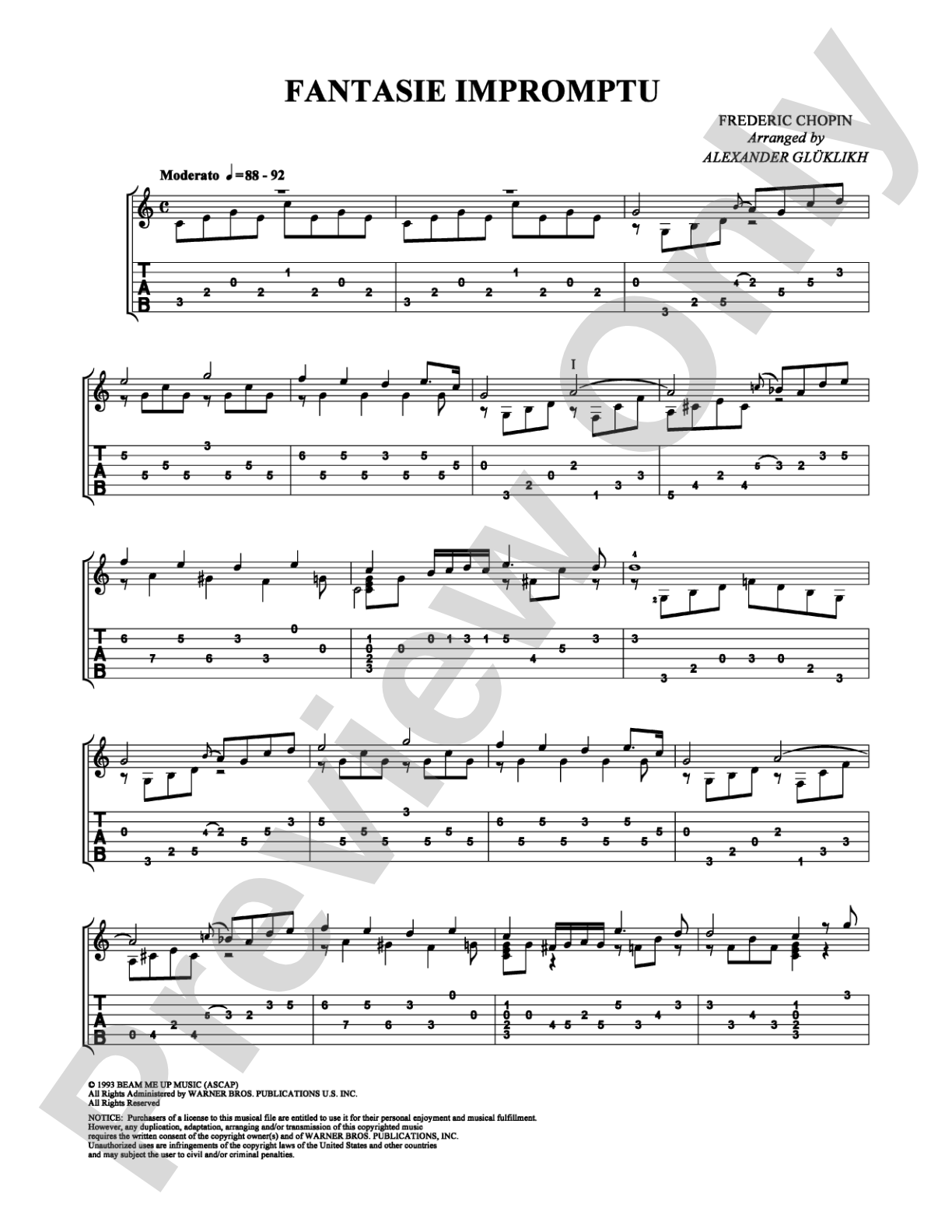 Fantasie Impromptu: Guitar TAB Digital Sheet Music