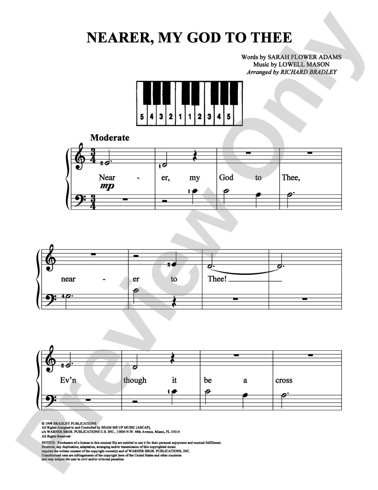 Nearer, My God to Thee: Easy Piano Digital Sheet Music