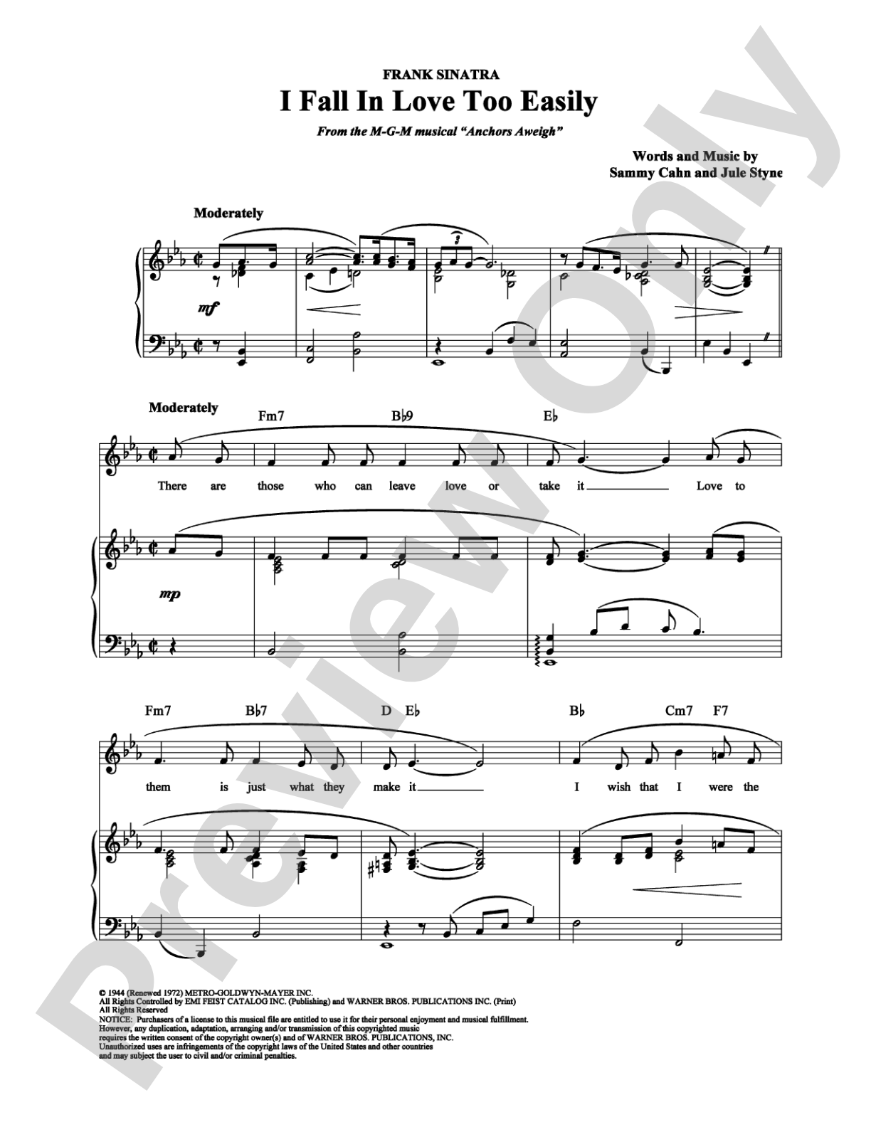 I Fall In Love Too Easily: Piano/Vocal/Chords Digital Sheet Music