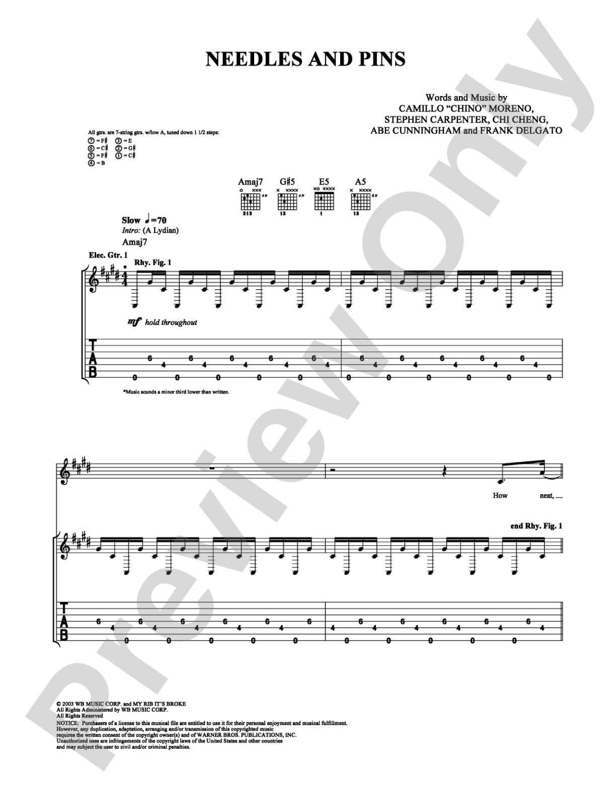 Needles and Pins: Guitar TAB Digital Sheet Music