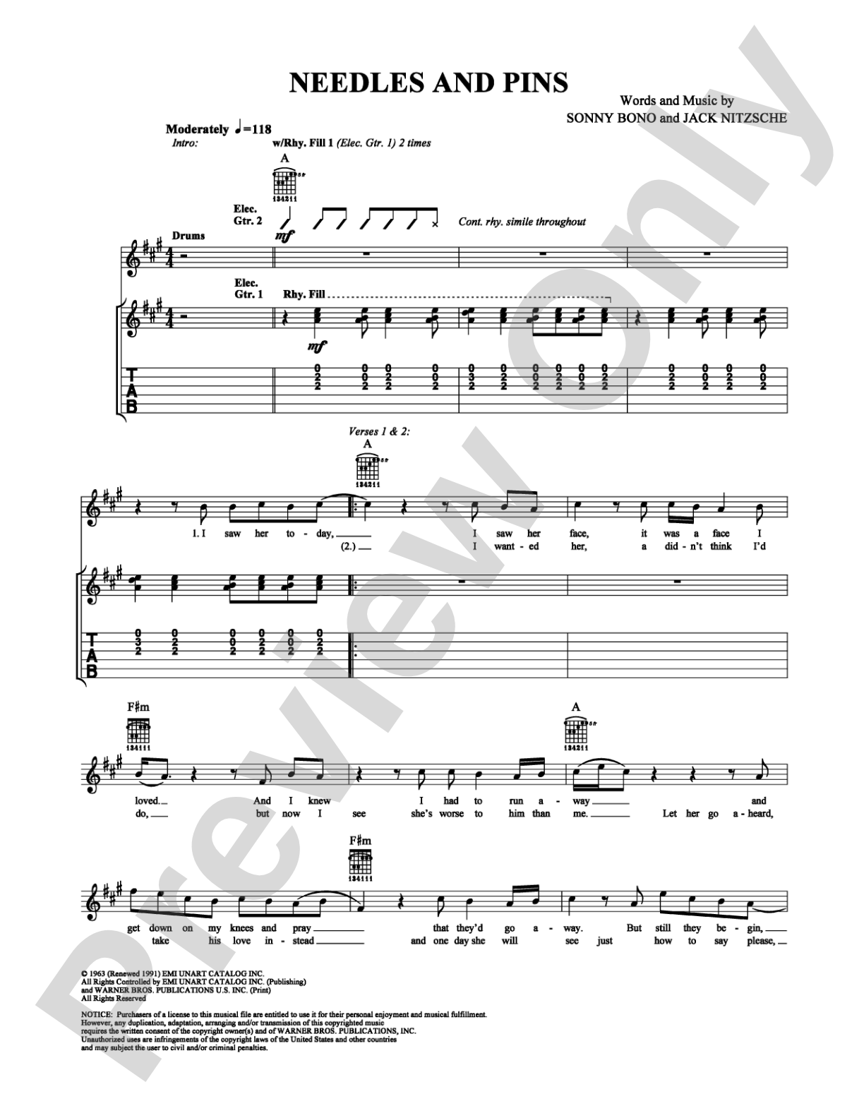 Needles and Pins: Guitar TAB Digital Sheet Music