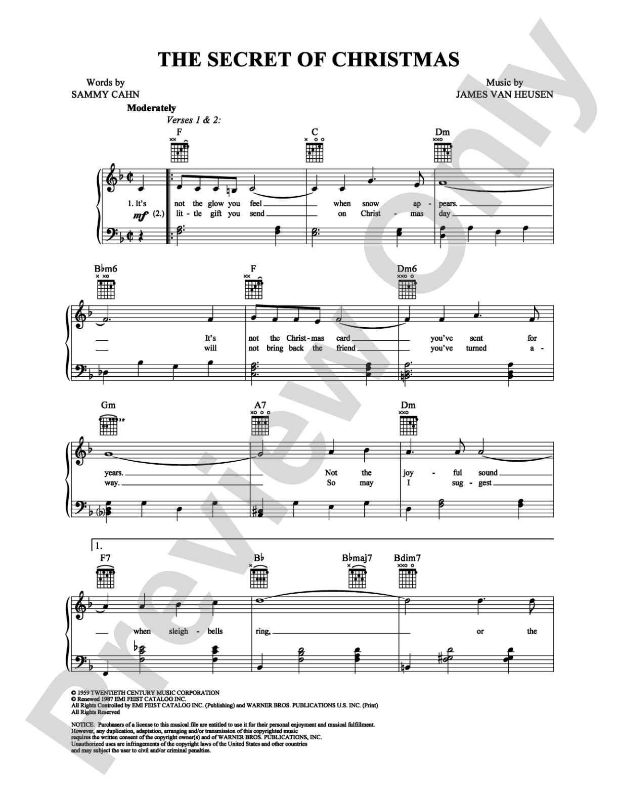 The Secret of Christmas: Piano/Vocal/Chords Digital Sheet Music