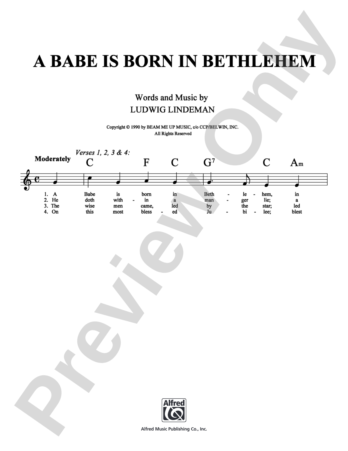 Babe Is Born In Bethlehem, A: Lead Sheet Digital Sheet Music