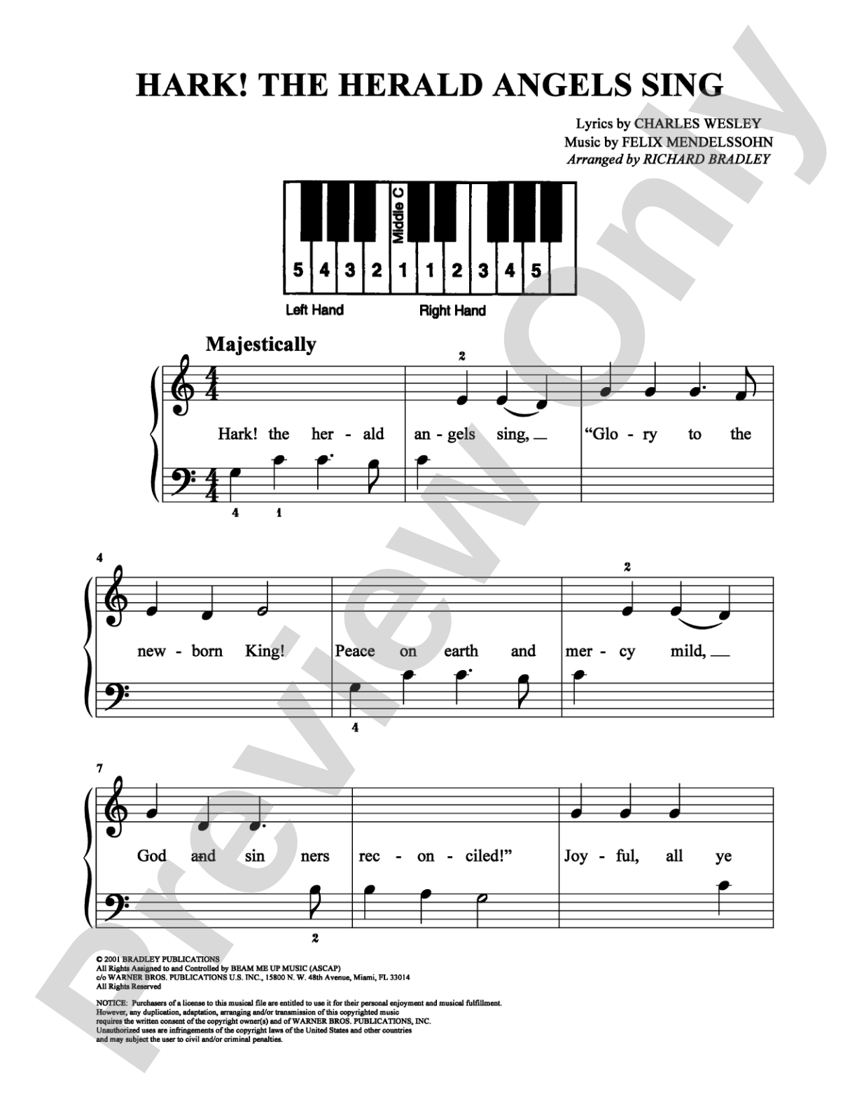 Hark! The Herald Angels Sing: Easy Piano Digital Sheet Music