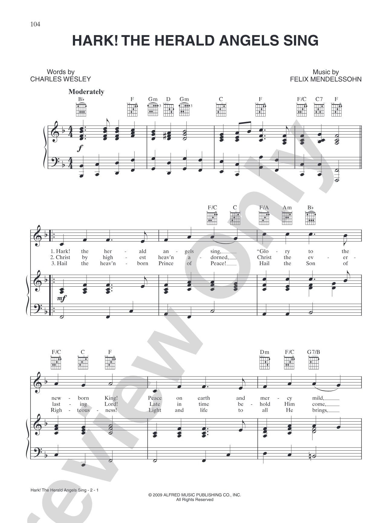 Hark! the Herald Angels Sing: Piano/Vocal/Chords