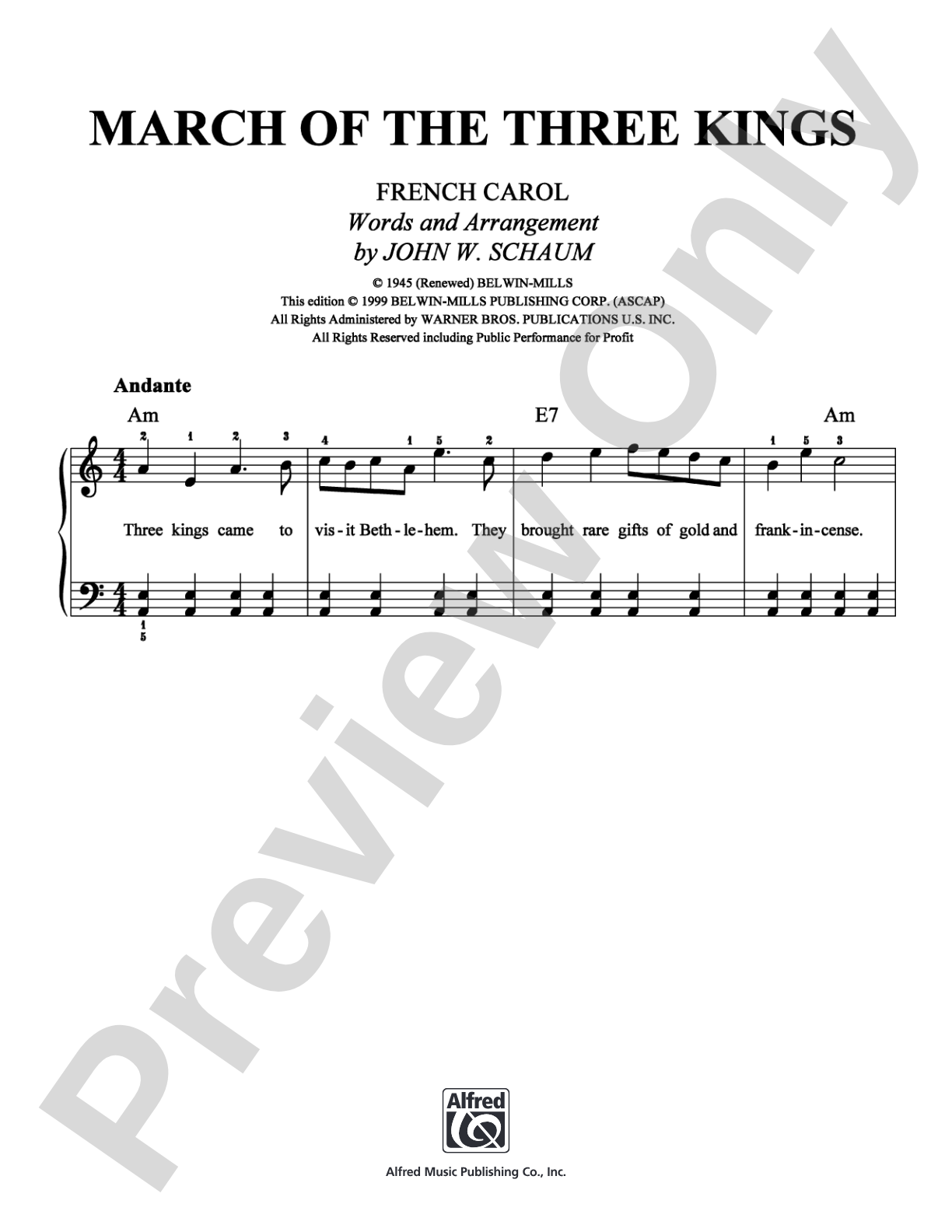 March Of The Three Kings: Easy Piano Digital Sheet Music