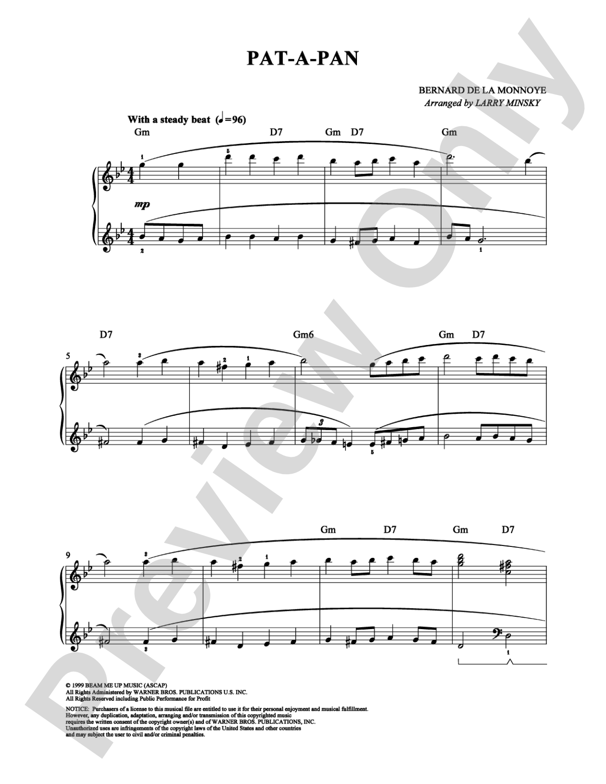 Pat-A-Pan: Piano Digital Sheet Music