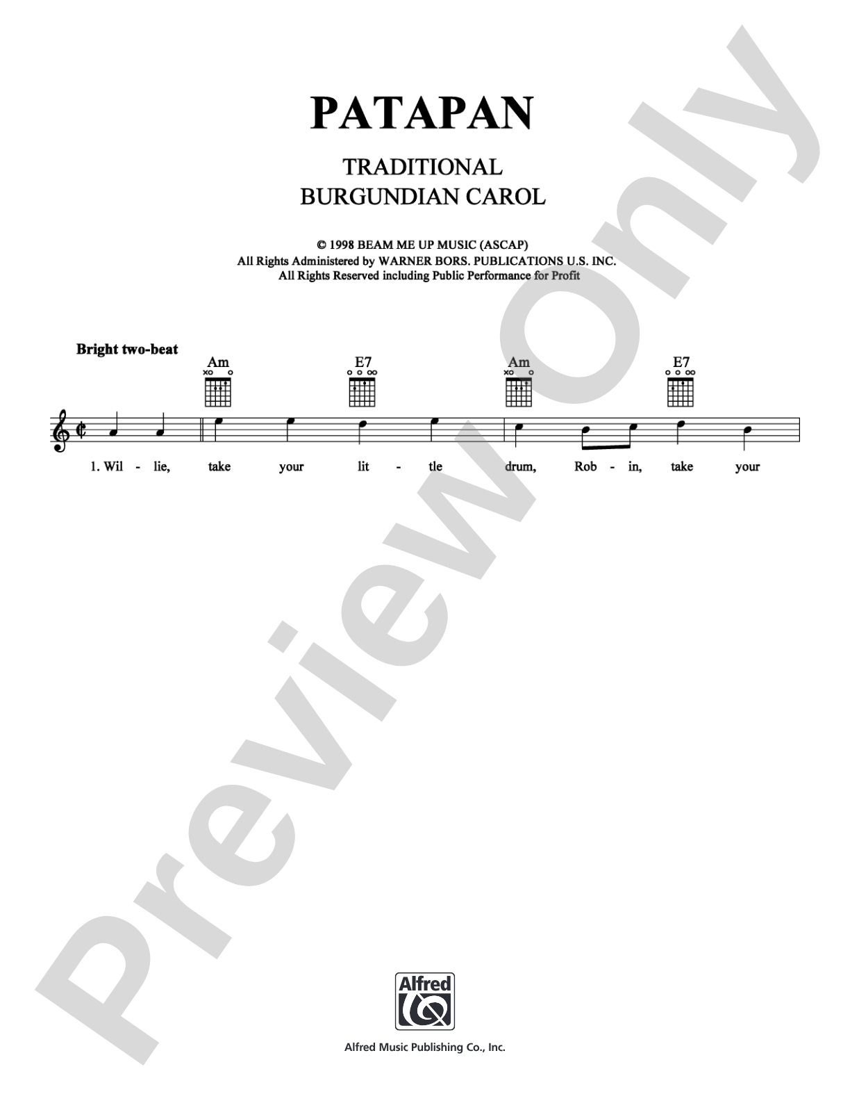 Patapan: Lead Sheet Digital Sheet Music