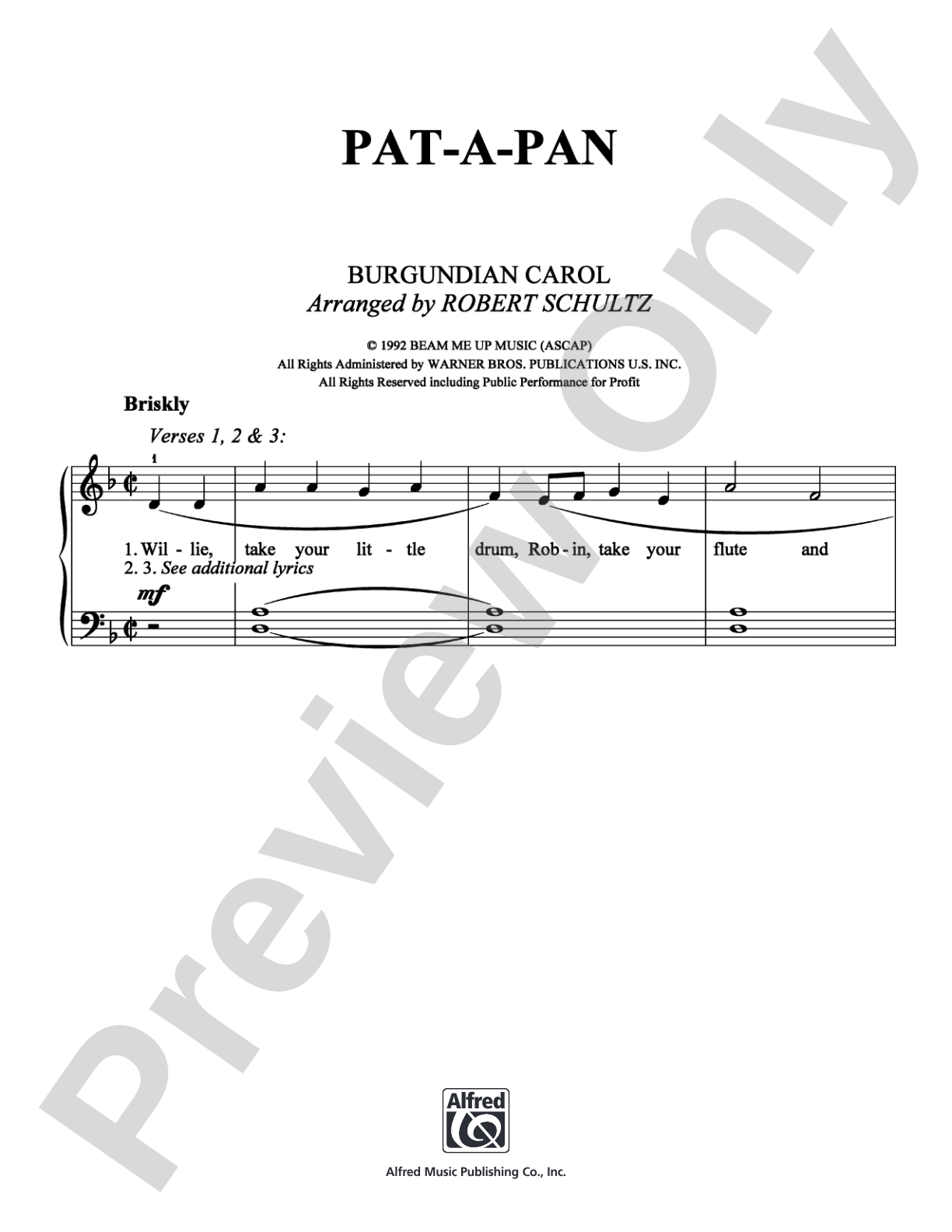 Pat-A-Pan: Easy Piano Digital Sheet Music