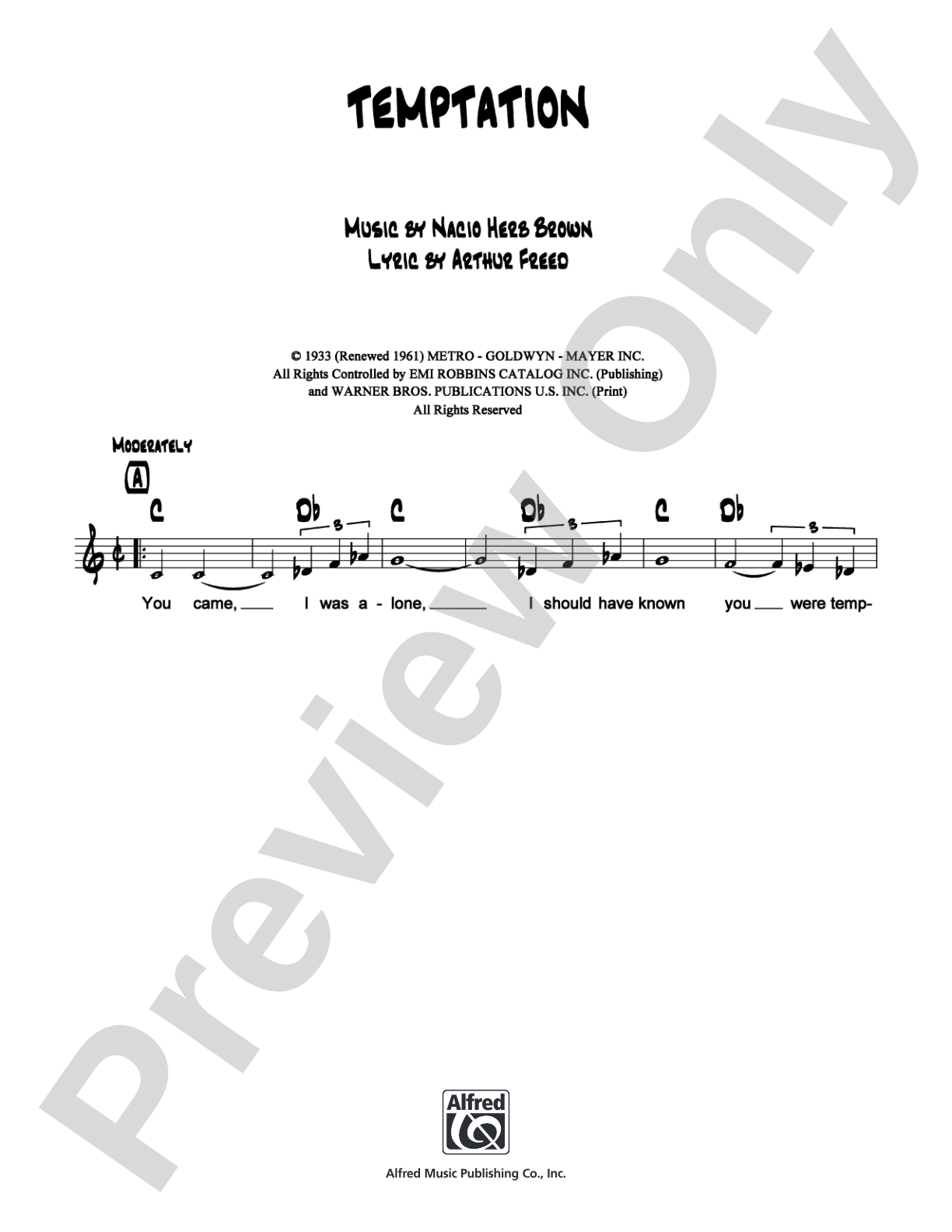 Temptation: Lead Sheet Digital Sheet Music