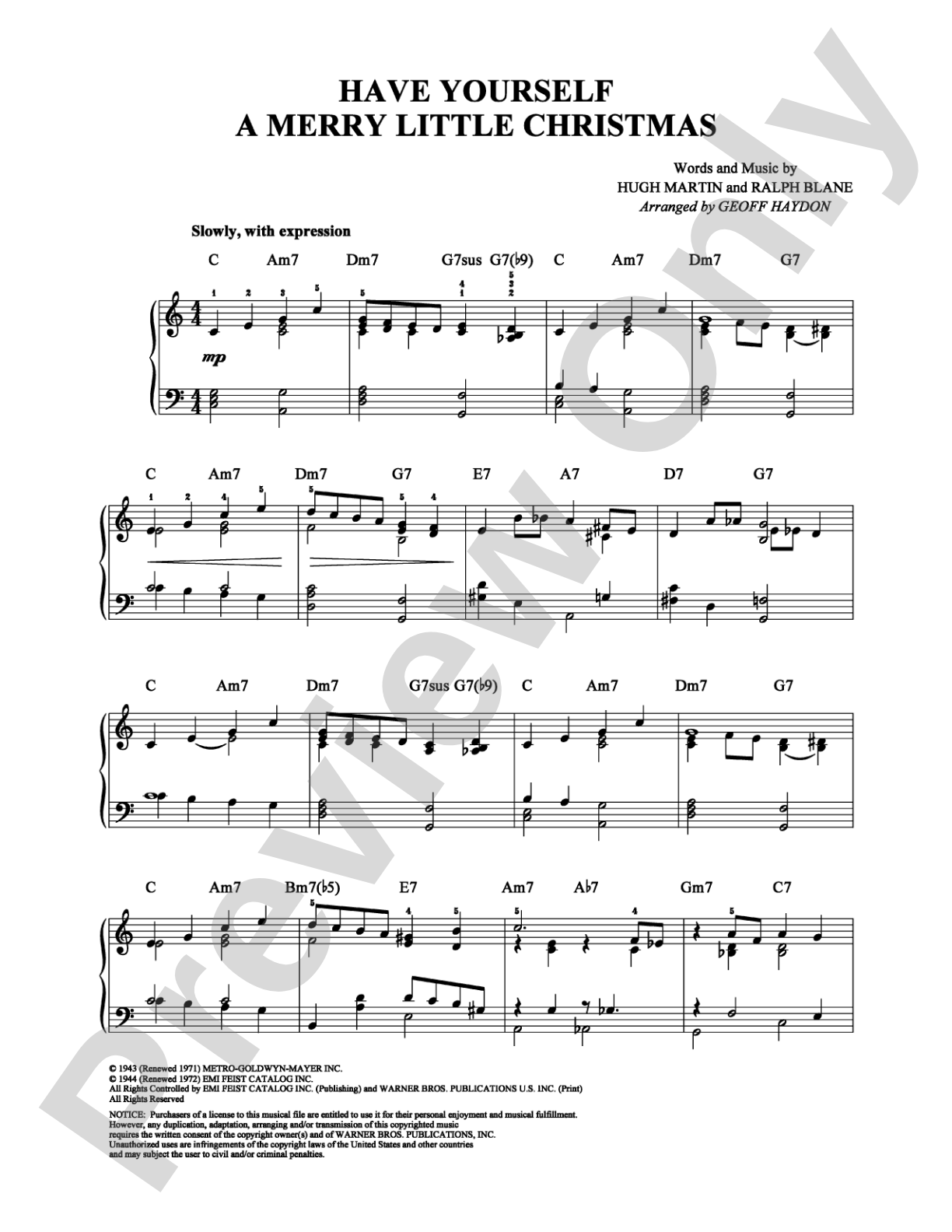 Have Yourself a Merry Little Christmas: Piano Digital Sheet Music