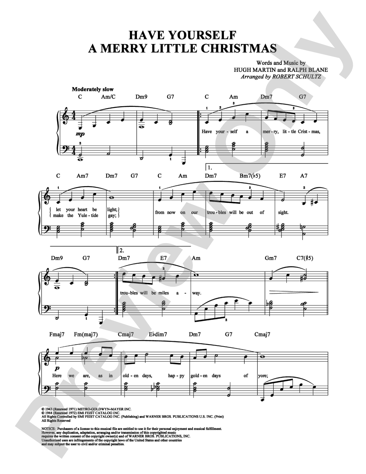 Have Yourself a Merry Little Christmas: Piano/Vocal/Chords Digital Sheet Music