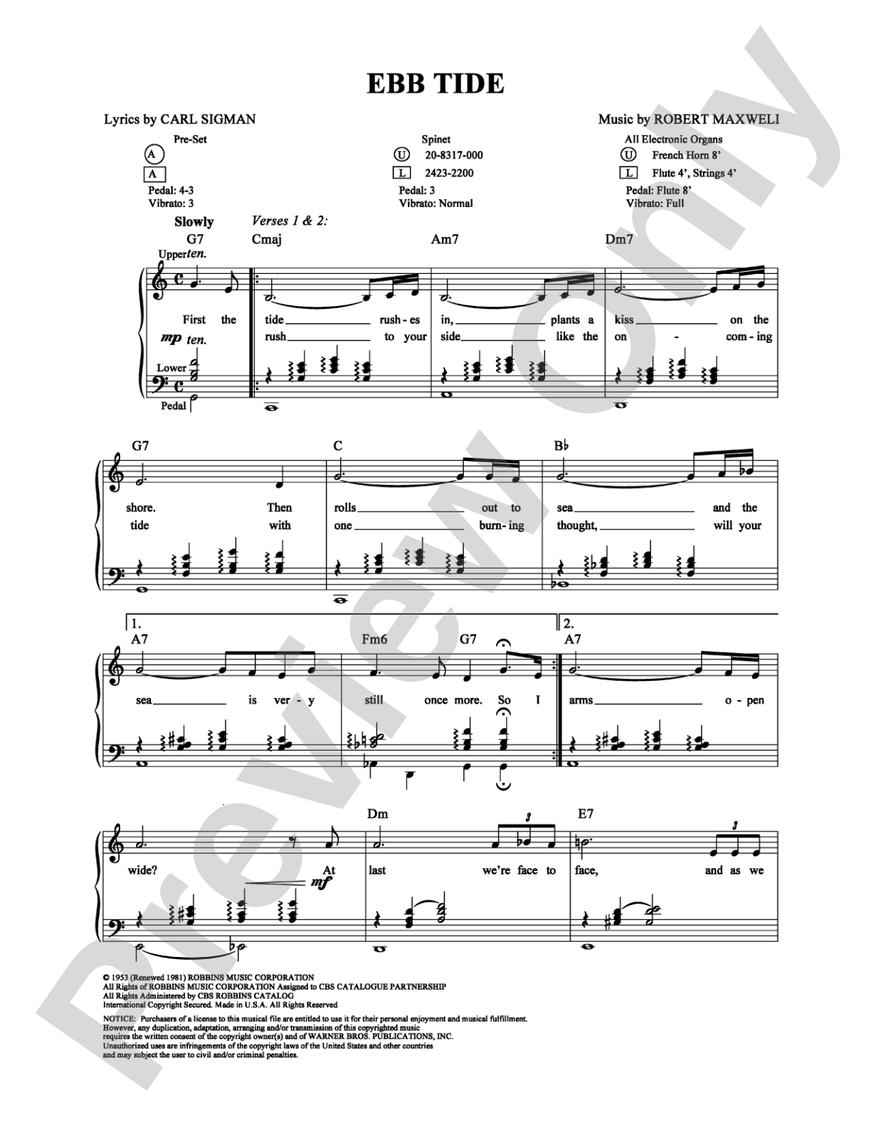 Ebb Tide: Organ Digital Sheet Music