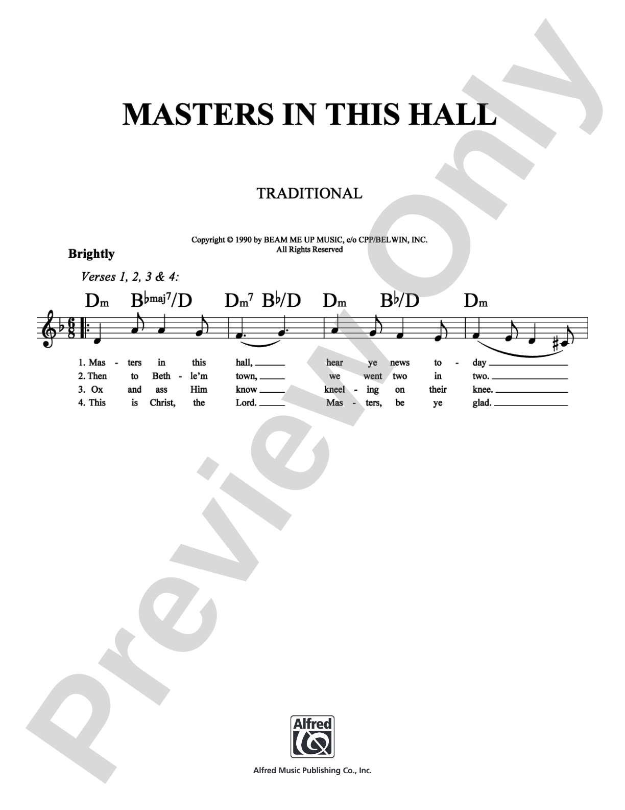 Masters In This Hall: Lead Sheet Digital Sheet Music
