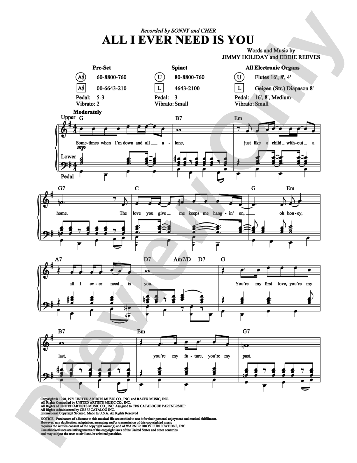 All I Ever Need Is You: Organ Digital Sheet Music