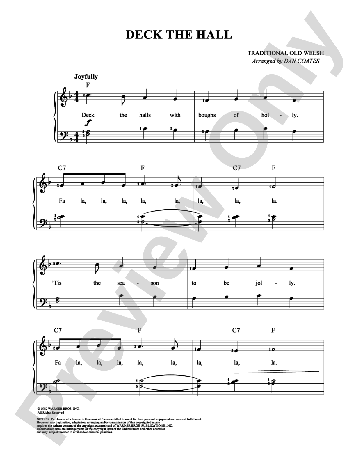 Deck The Hall: Easy Piano Digital Sheet Music