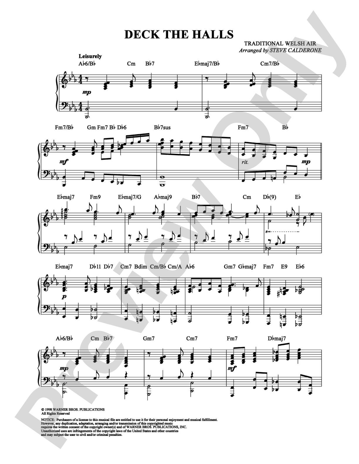 Deck the Halls: Piano Digital Sheet Music