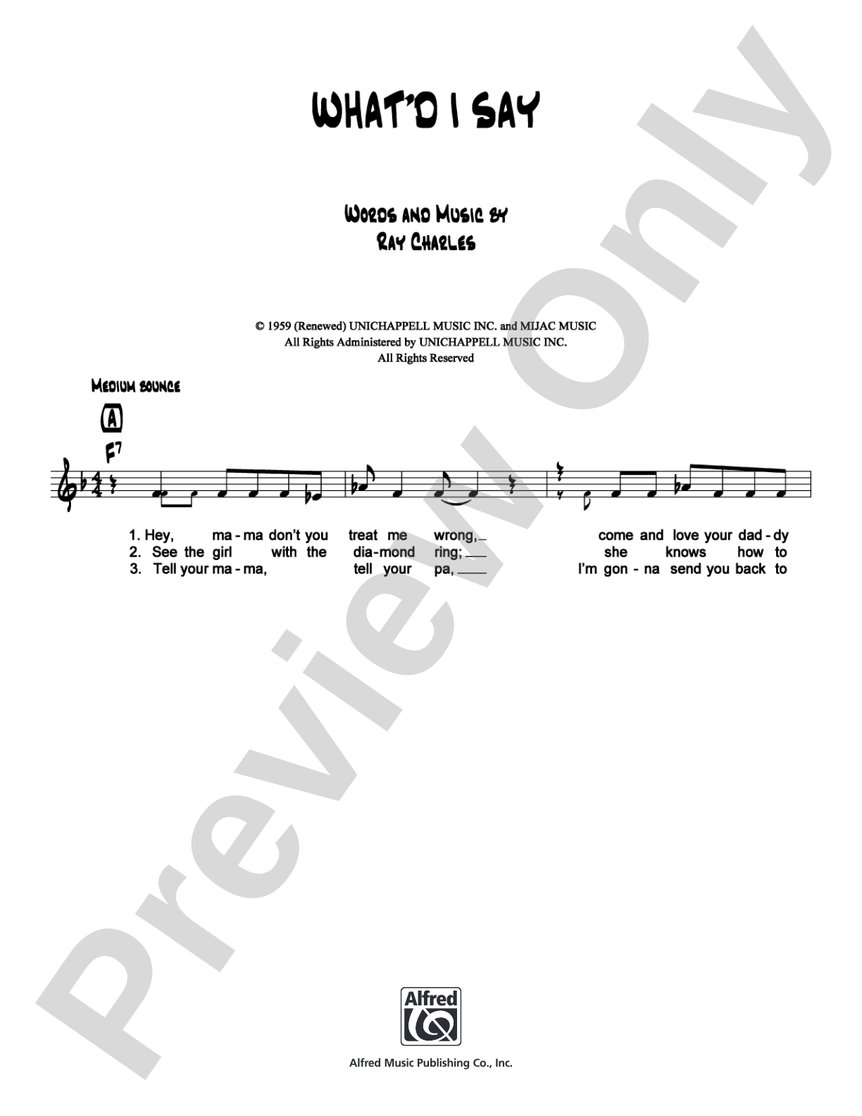 What'd I Say: Lead Sheet Digital Sheet Music