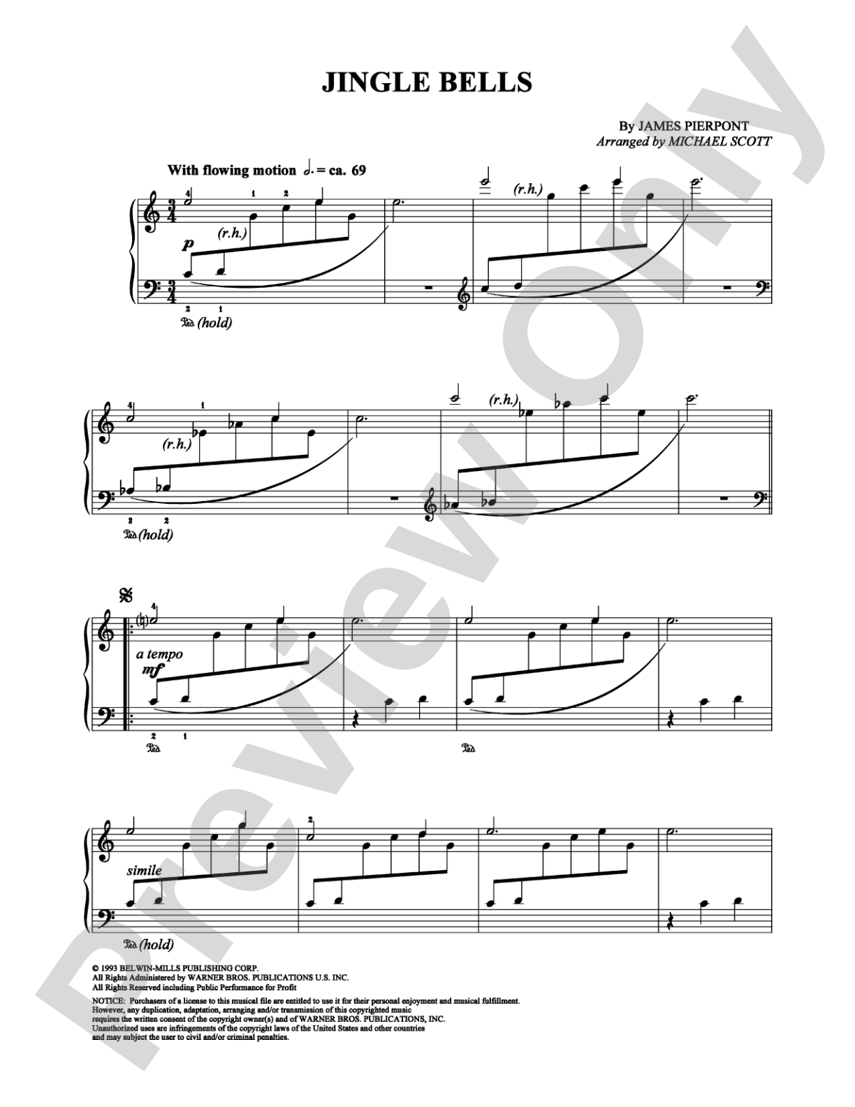 Jingle Bells: Piano Digital Sheet Music