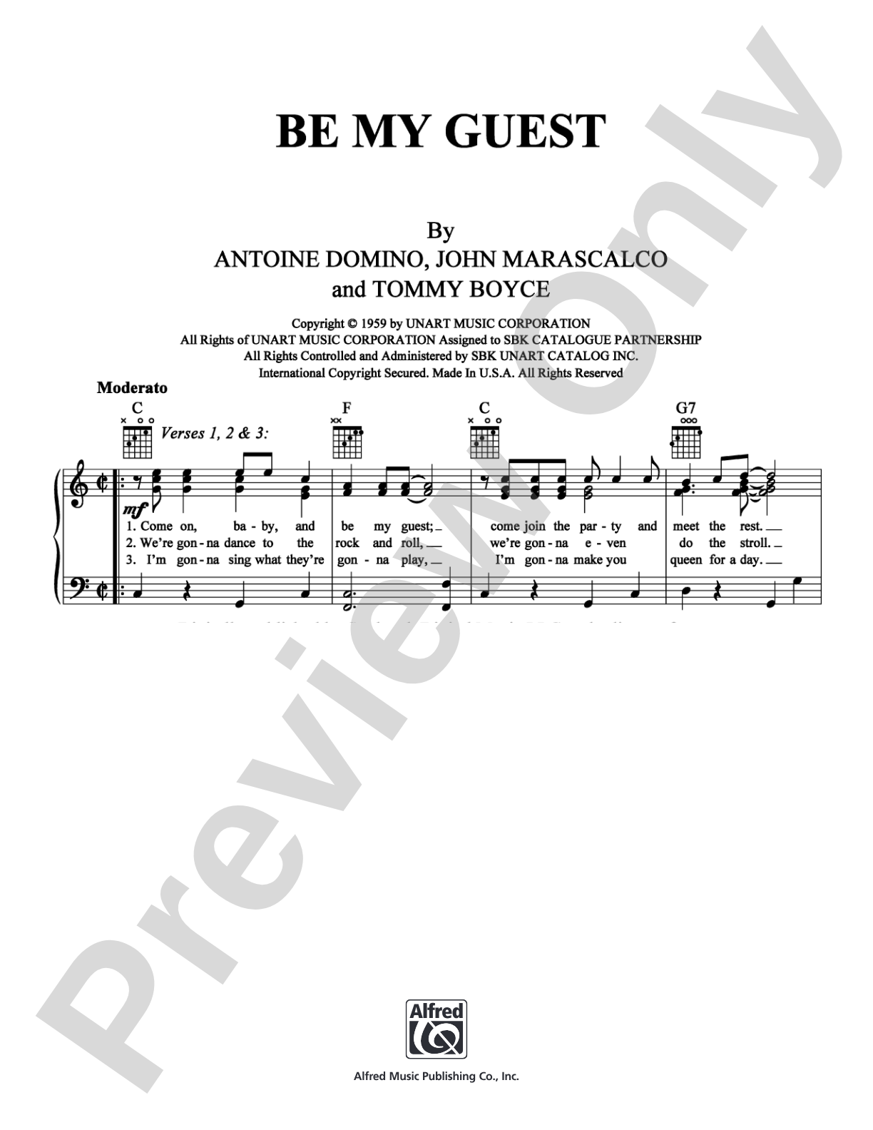 Be My Guest: Piano/Vocal/Chords Digital Sheet Music