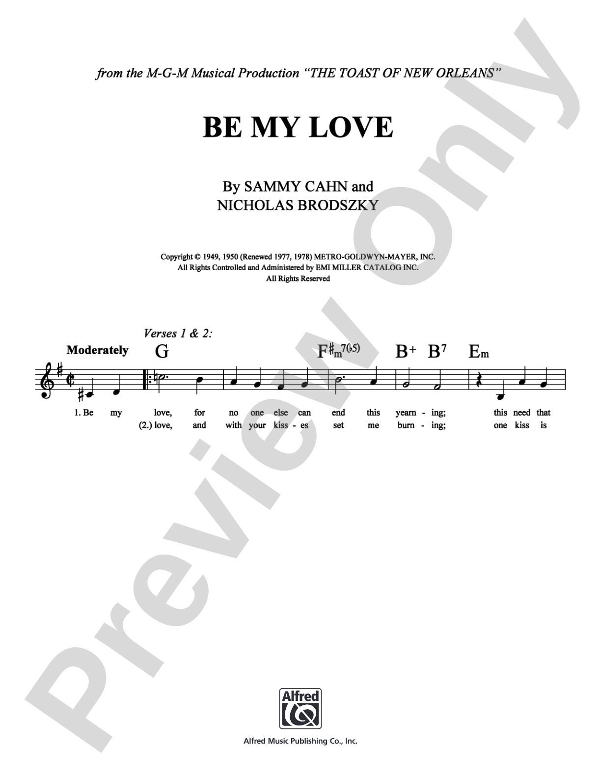 Be My Love: Lead Sheet Digital Sheet Music