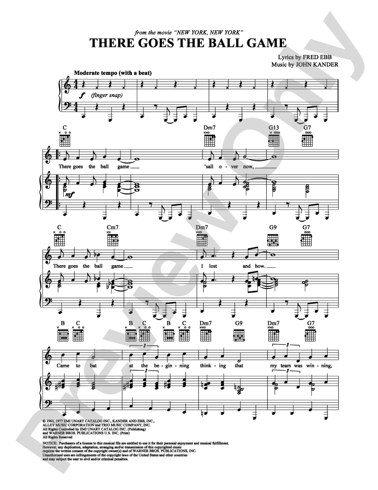 There Goes the Ball Game: Piano/Vocal/Chords Digital Sheet Music