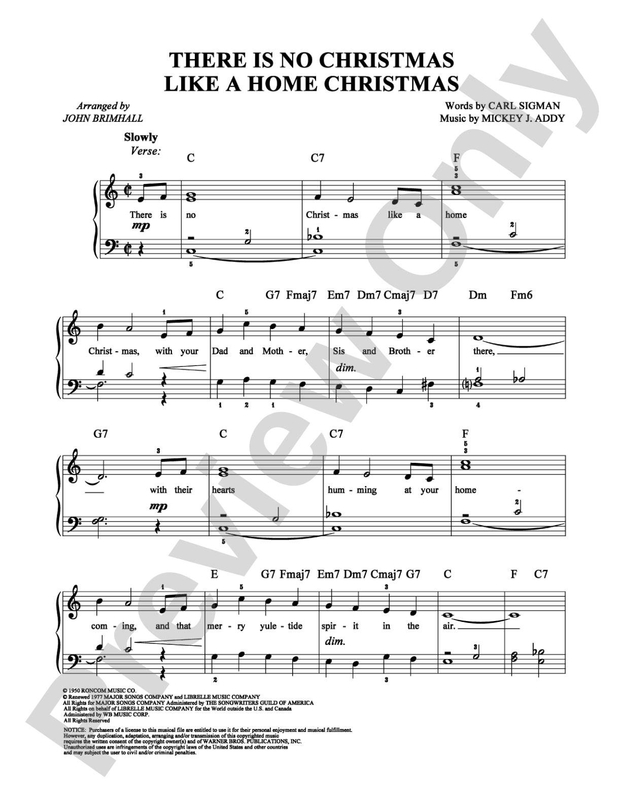 There Is No Christmas Like a Home Christmas: Easy Piano Digital Sheet Music