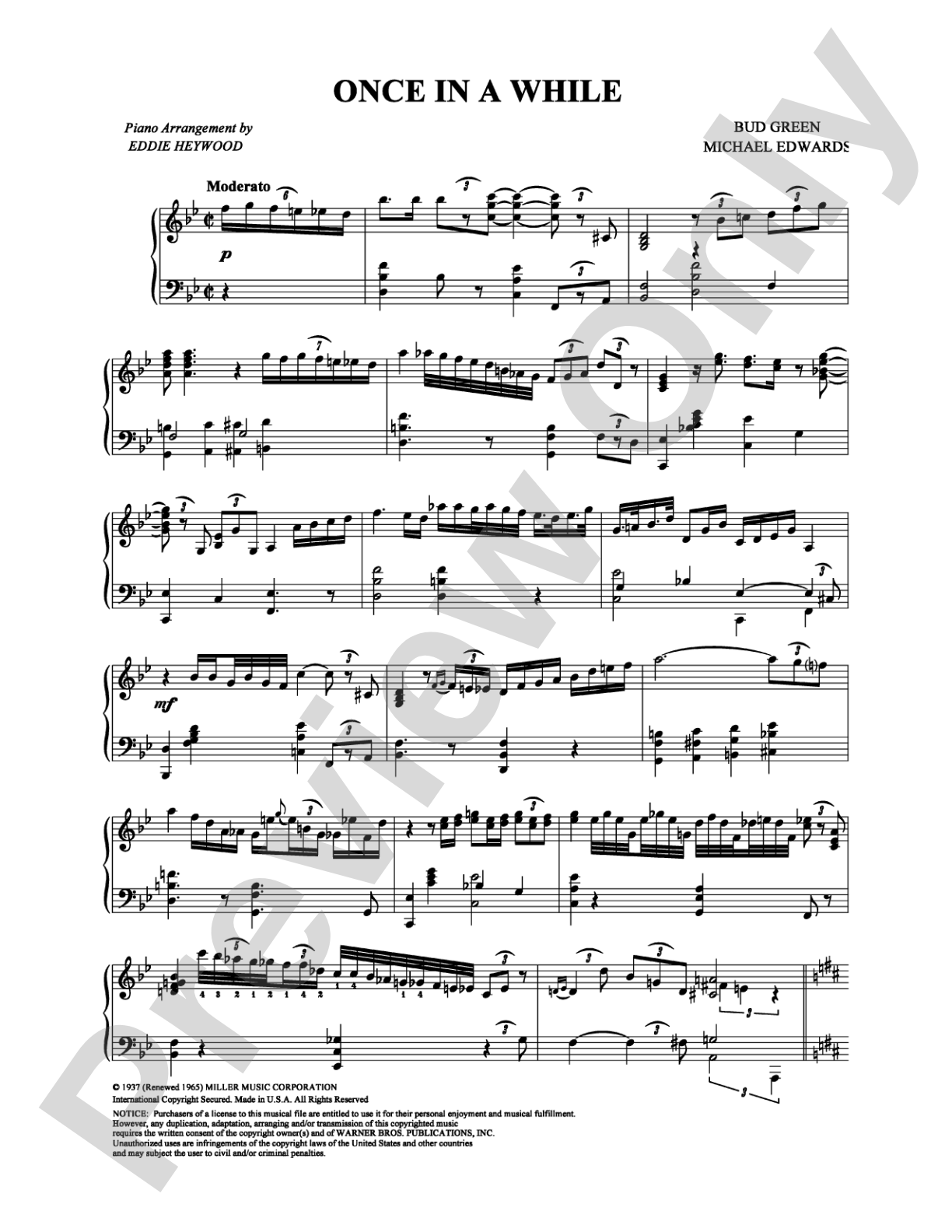 Once in a While: Piano Digital Sheet Music