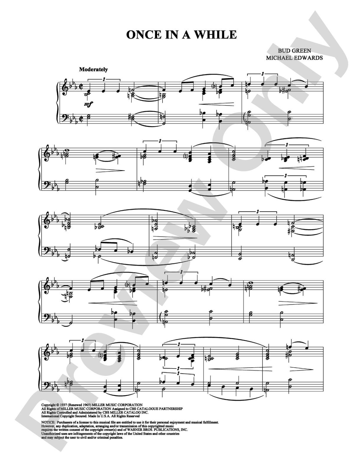 Once in a While: Piano Digital Sheet Music