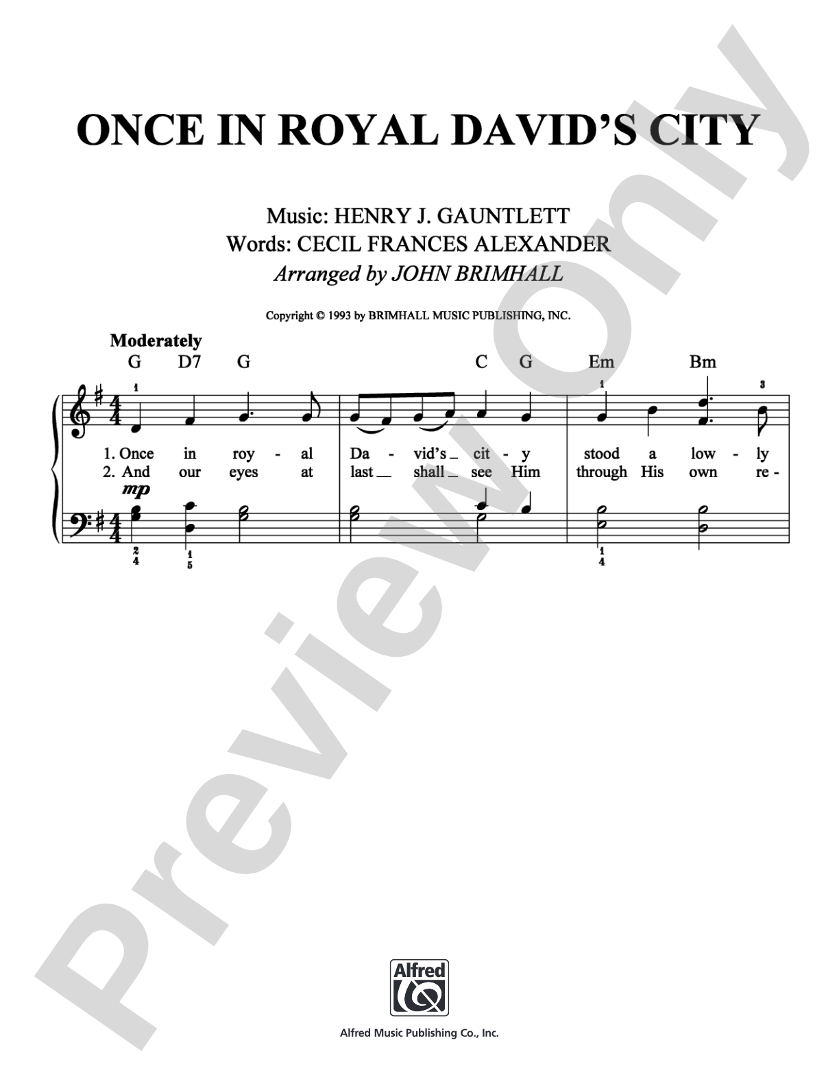 Once in Royal David's City: Easy Piano Digital Sheet Music