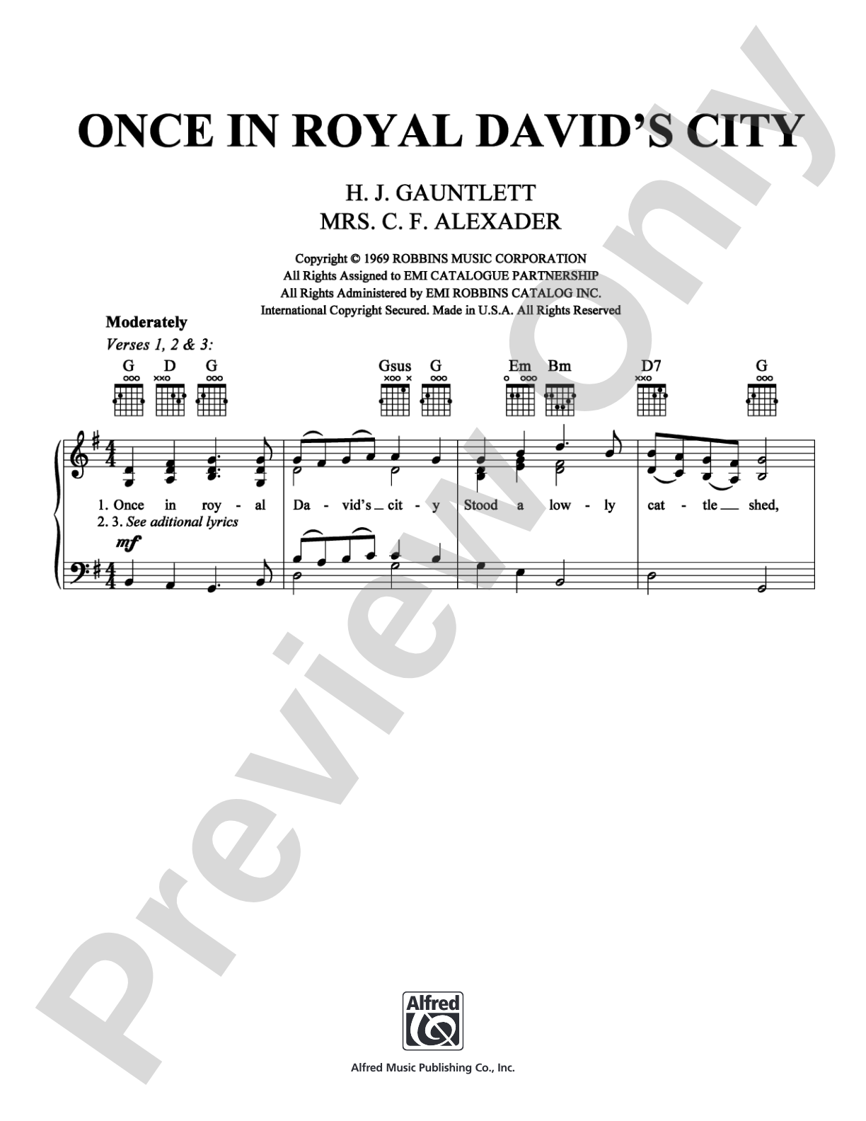 Once in Royal David's City: Piano/Vocal/Chords Digital Sheet Music