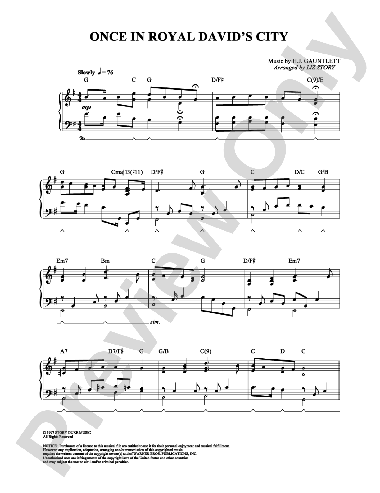 Once in Royal David's City: Piano Digital Sheet Music