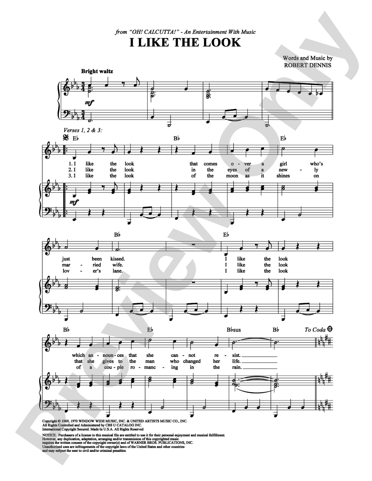 I Like the Look: Piano/Vocal/Chords Digital Sheet Music