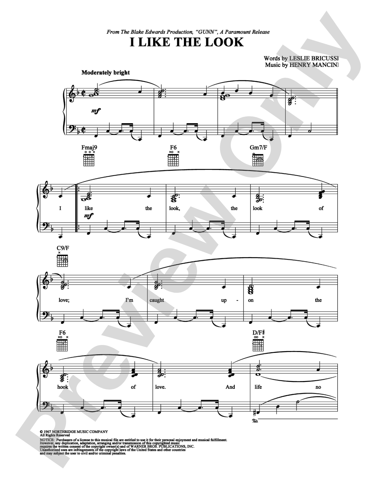 I Like the Look: Piano/Vocal/Chords Digital Sheet Music