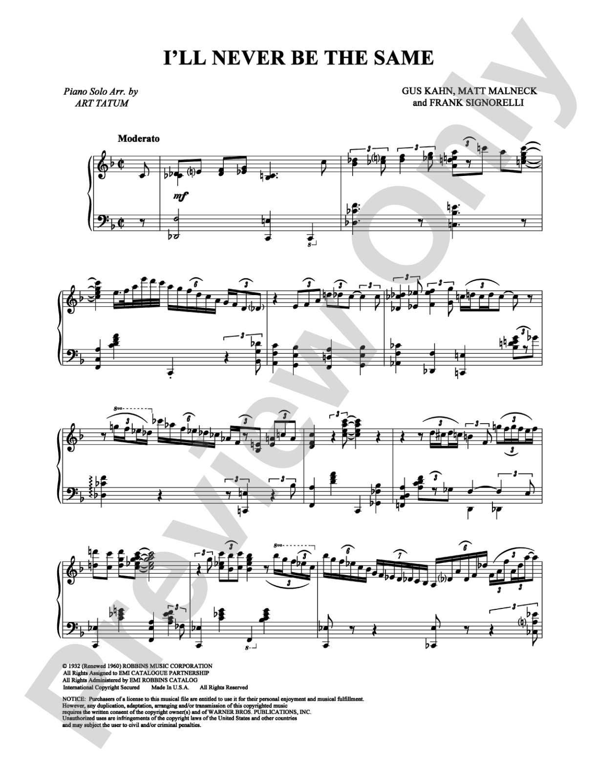 I'll Never Be the Same: Piano Digital Sheet Music