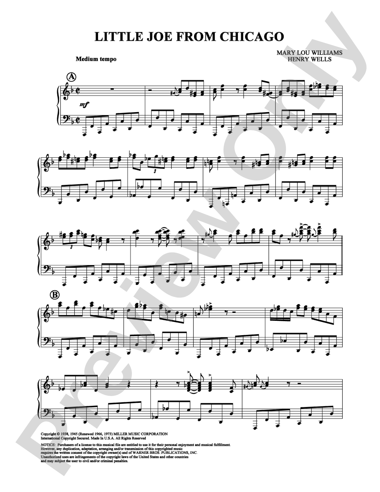 Little Joe From Chicago: Piano Digital Sheet Music