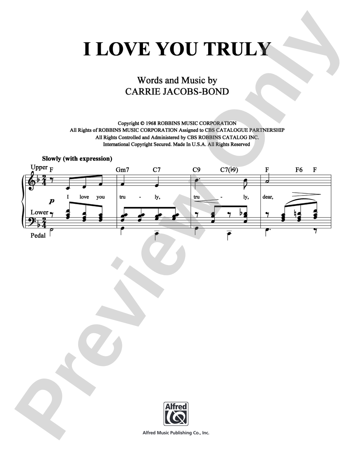 I Love You Truly: Organ Digital Sheet Music