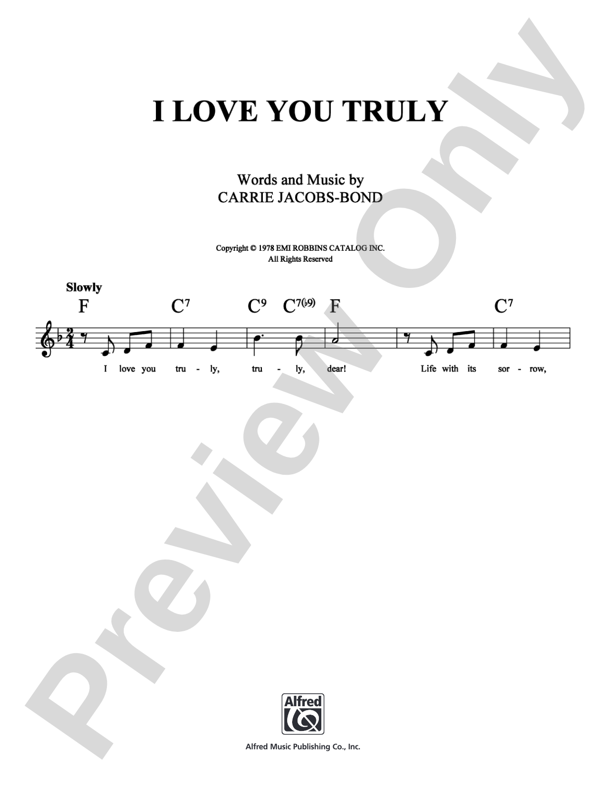 I Love You Truly: Lead Sheet Digital Sheet Music