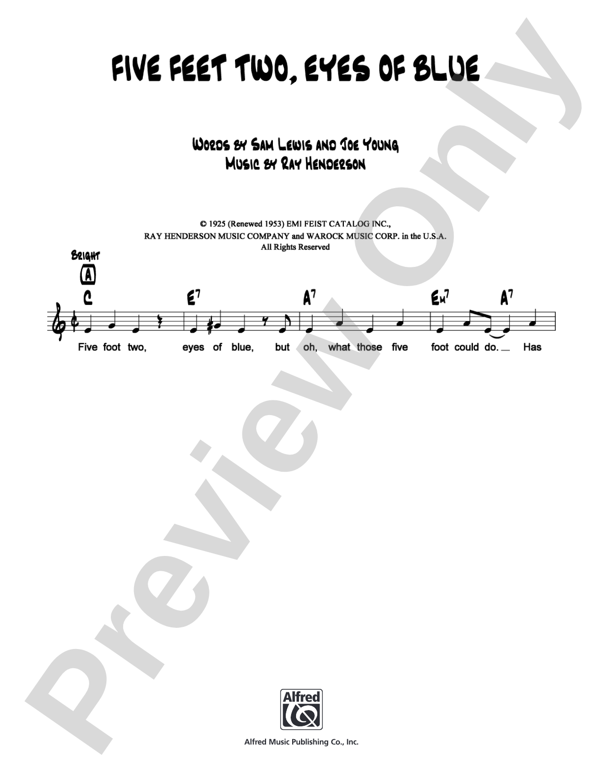 Five Foot Two, Eyes of Blue: Lead Sheet Digital Sheet Music