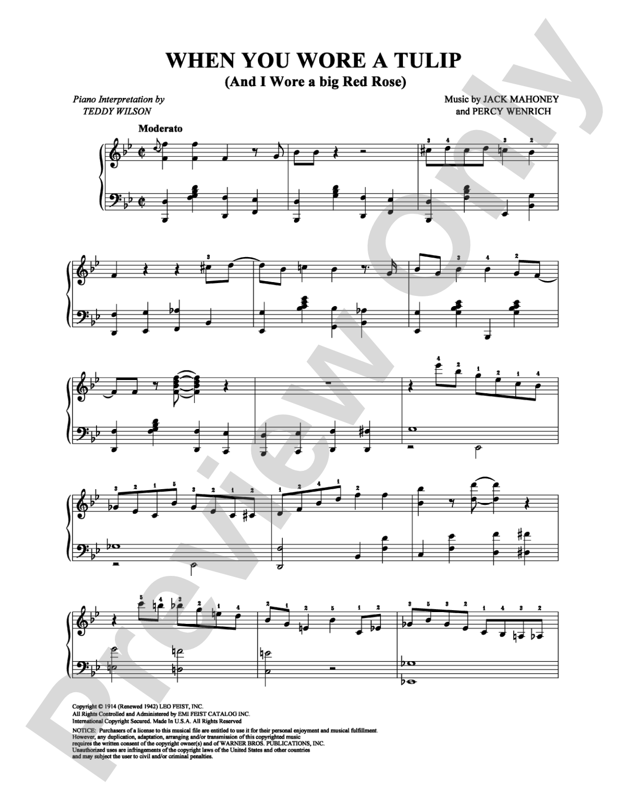 When You Wore a Tulip (And I Wore a Big Red Rose): Piano Digital Sheet Music