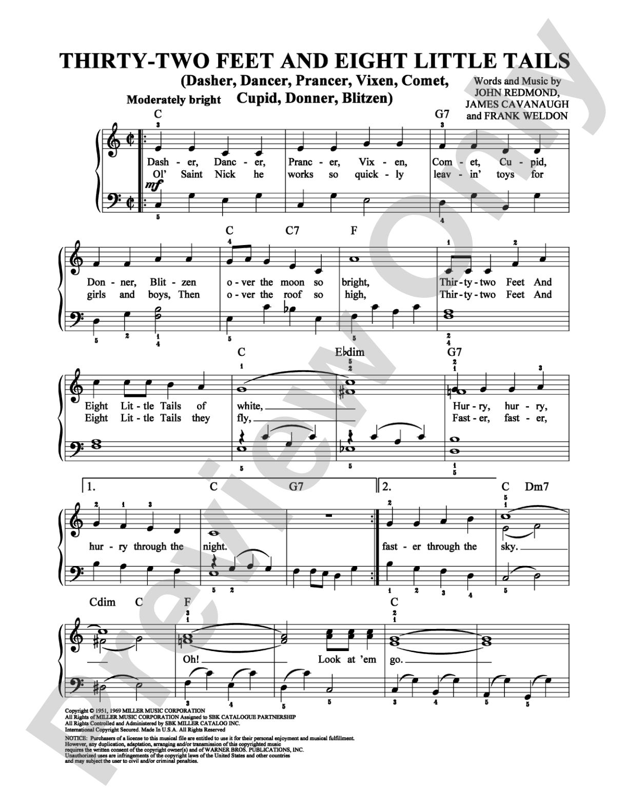 Thirty-Two Feet and Eight Little Tails: Easy Piano Digital Sheet Music