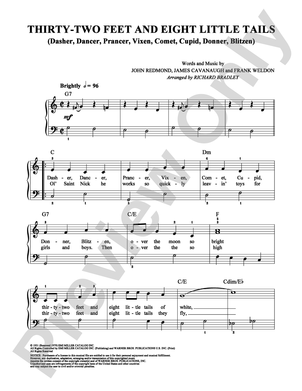Thirty-Two Feet and Eight Little Tails: Easy Piano Digital Sheet Music