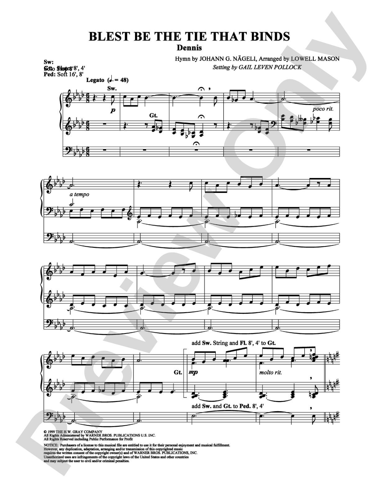 Blest Be the Tie That Binds: Organ Digital Sheet Music