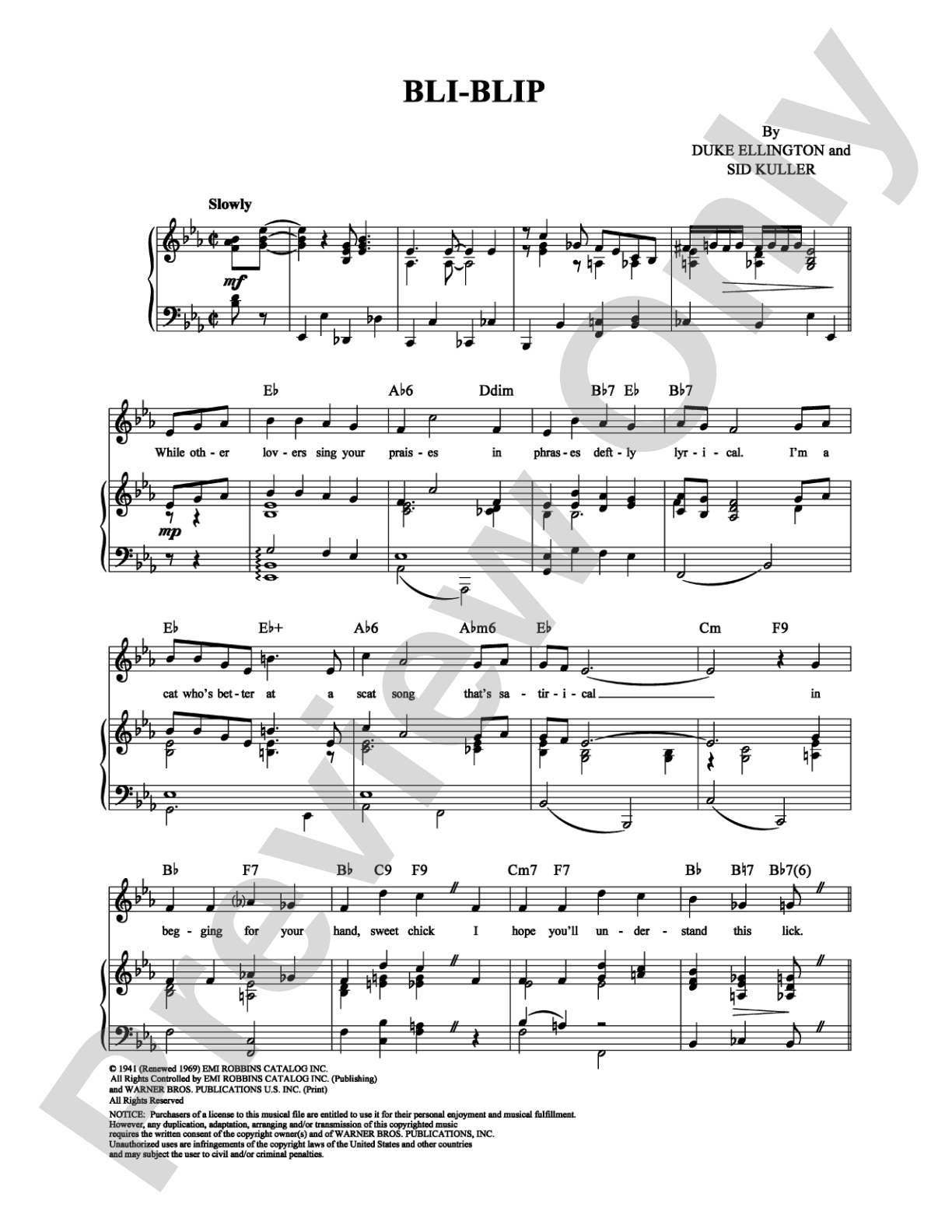 Bli-Blip: Piano/Vocal/Chords Digital Sheet Music
