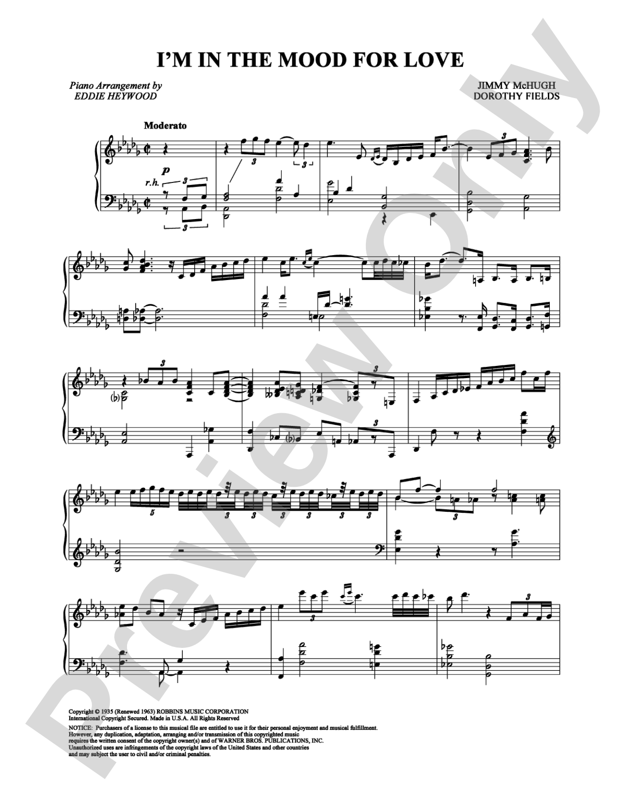 I'm in the Mood for Love: Piano Digital Sheet Music