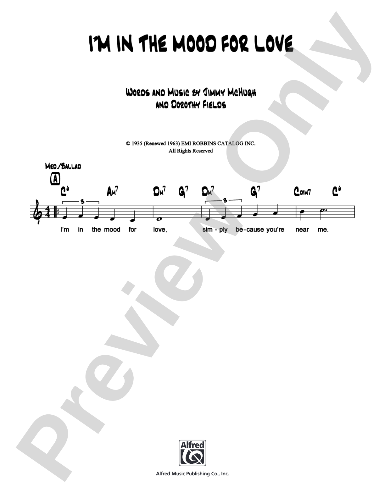 I'm in the Mood for Love: Lead Sheet Digital Sheet Music
