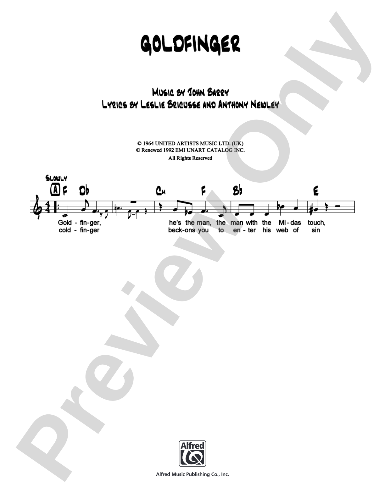 Goldfinger: Lead Sheet Digital Sheet Music