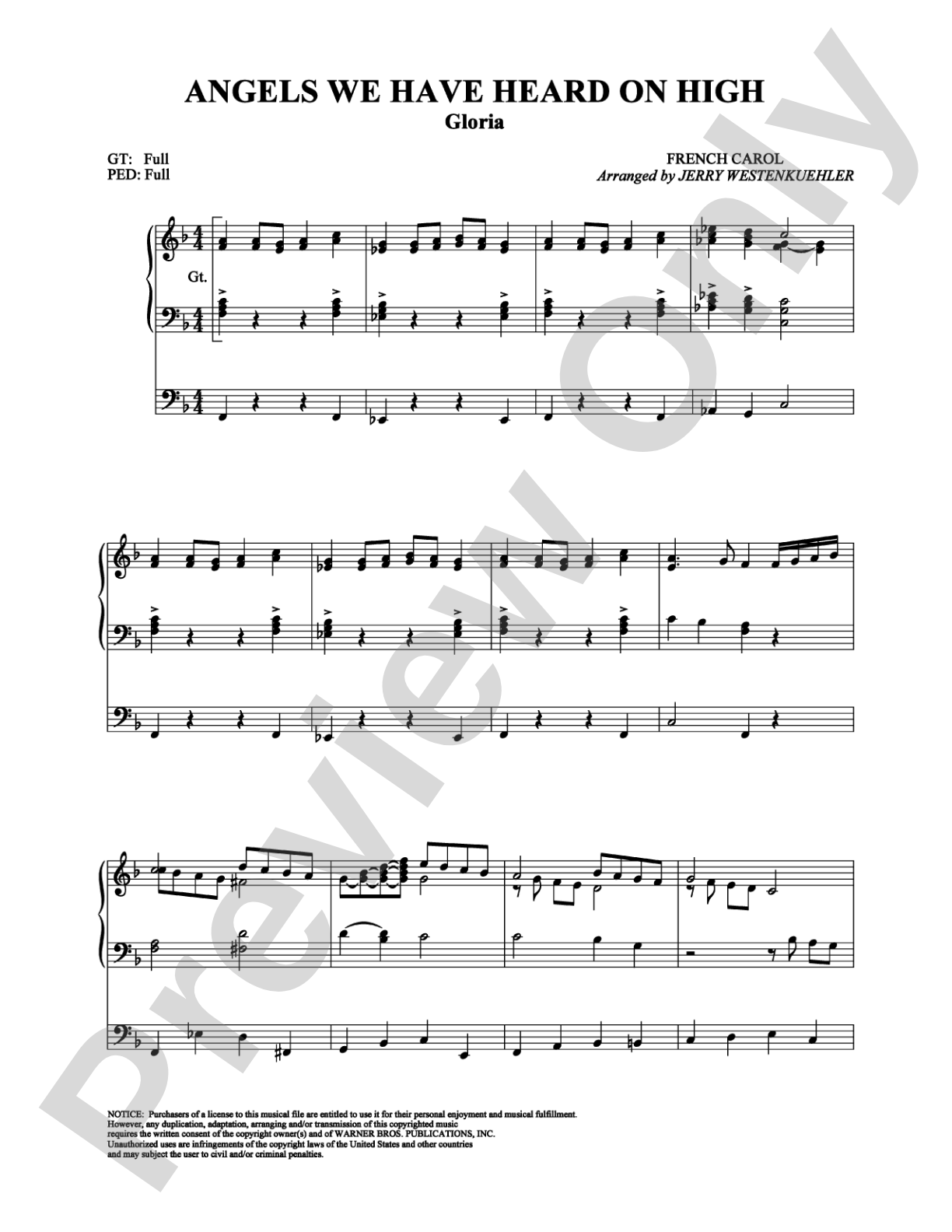 Angels We Have Heard on High: Organ Digital Sheet Music